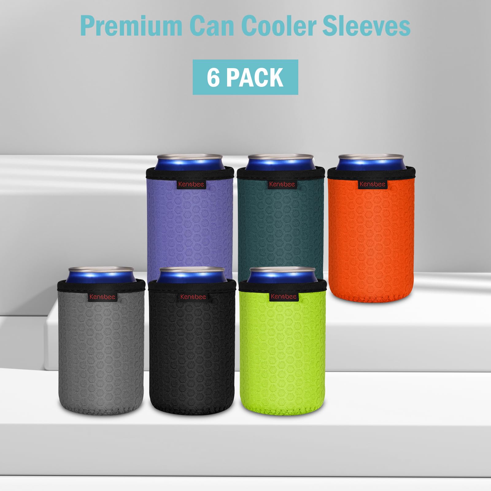 KENOBEE insulated neoprene can cooler protects hands from cold and moisture.