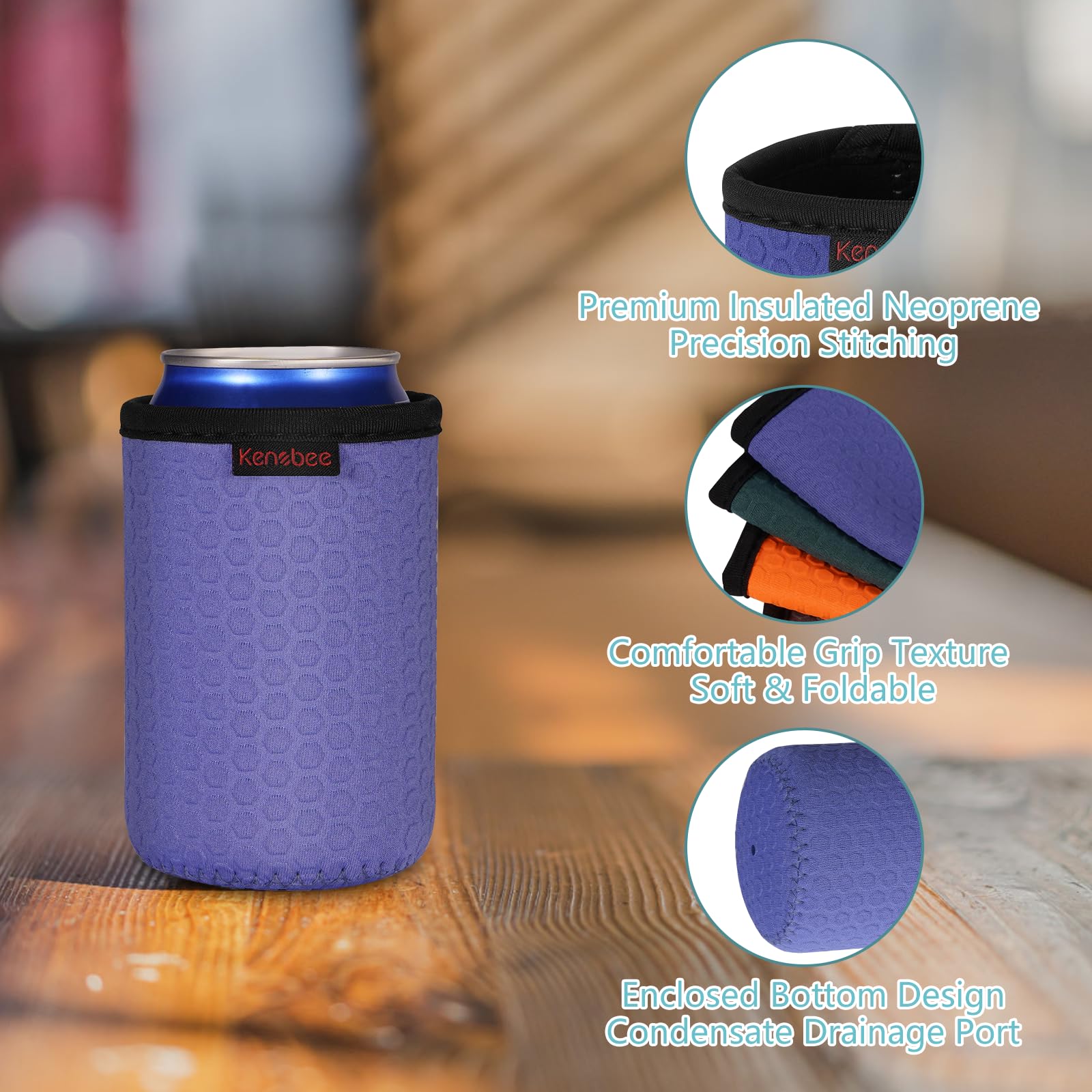 KENOBEE non-slip honeycomb design keeps cans secure while sipping.