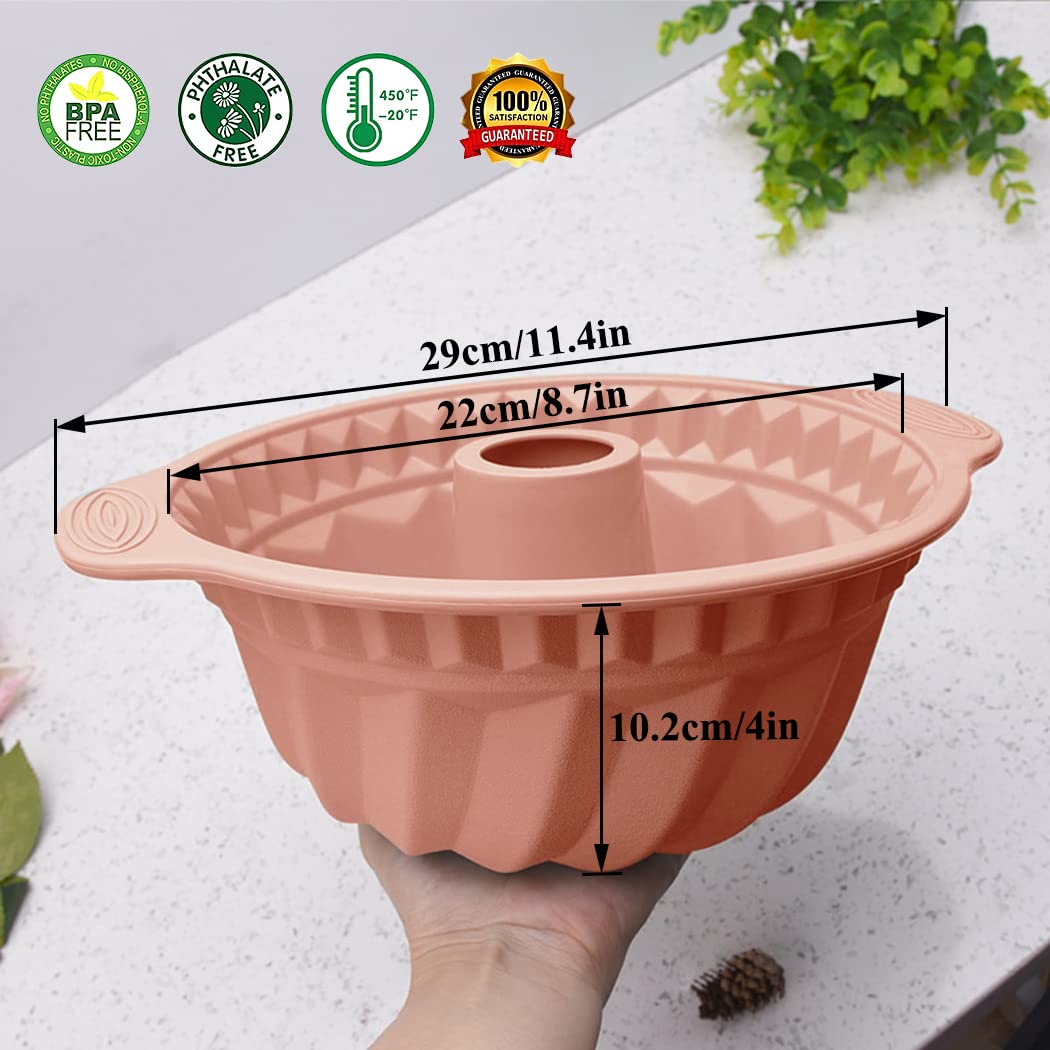 Kenond fluted silicone cake pan with sturdy handle for simple unmolding.