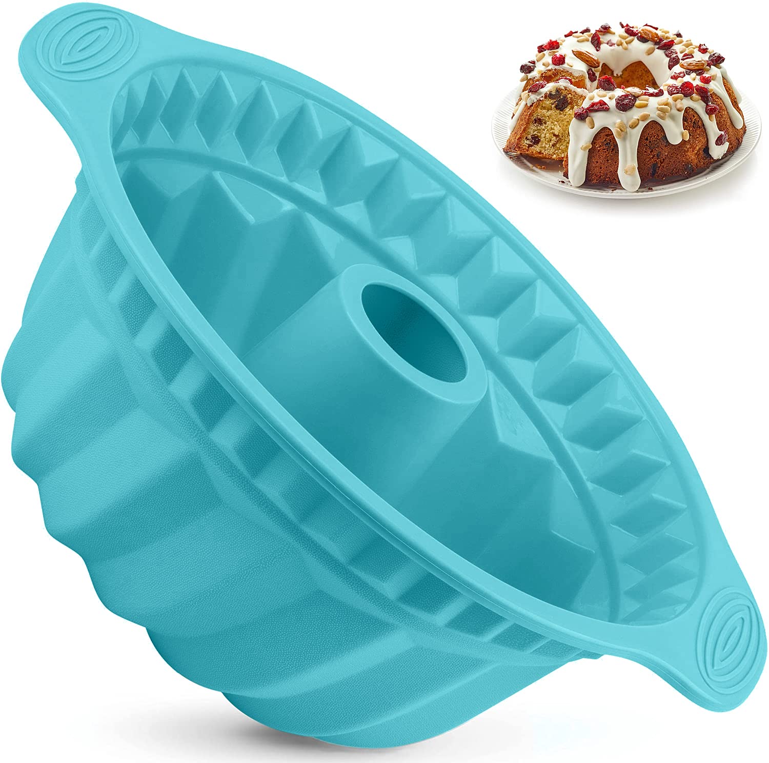 Kenond silicone fluted pan in blue with easy release for cakes
