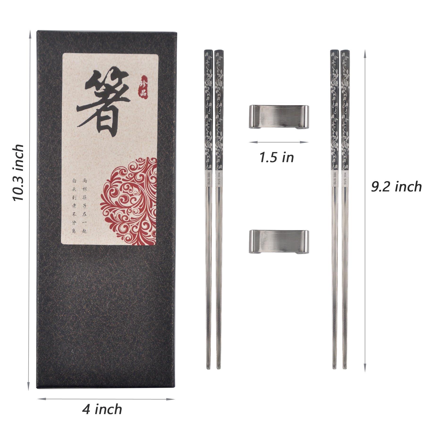 Kenpal 9.2-inch black and silver chopsticks with balanced grip and premium look