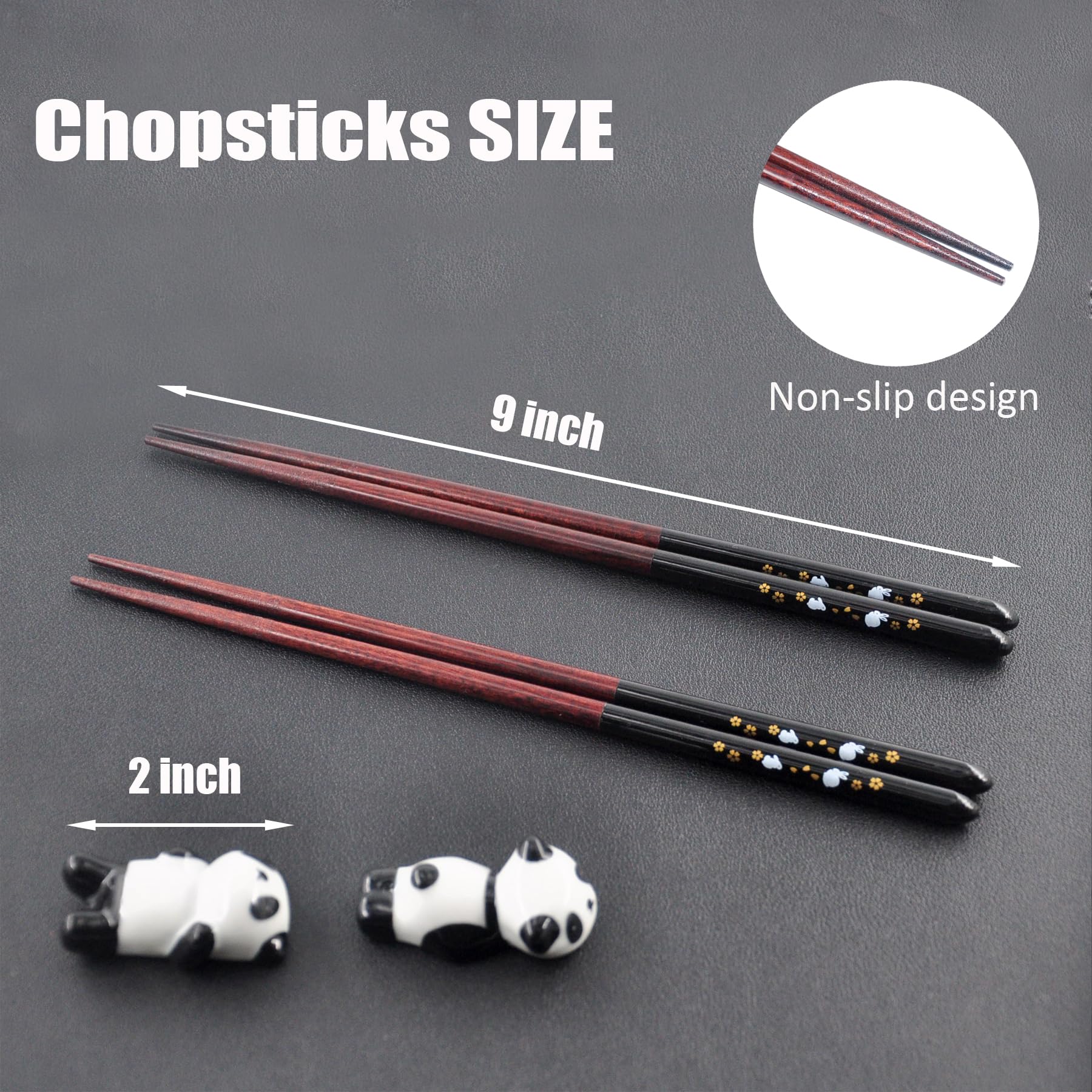 Kenpal chopsticks feature rabbit and flower motifs with lacquer finish