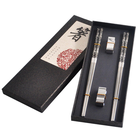 Kenpal elegant metal chopsticks with holder for stylish, durable, and easy-to-clean dining