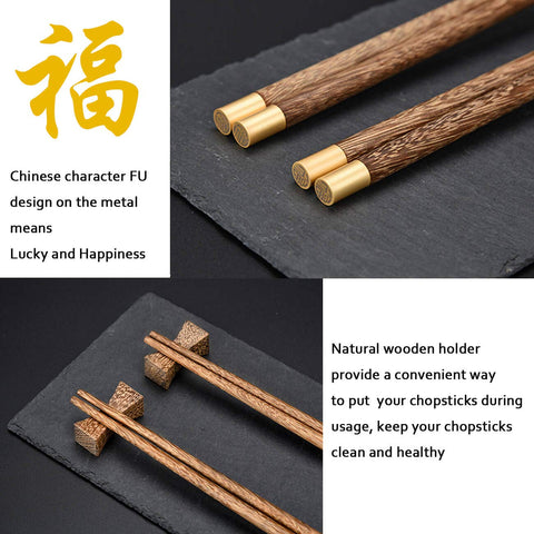 Kenpal Fu-design chopsticks with metal tip add luxury to dining.