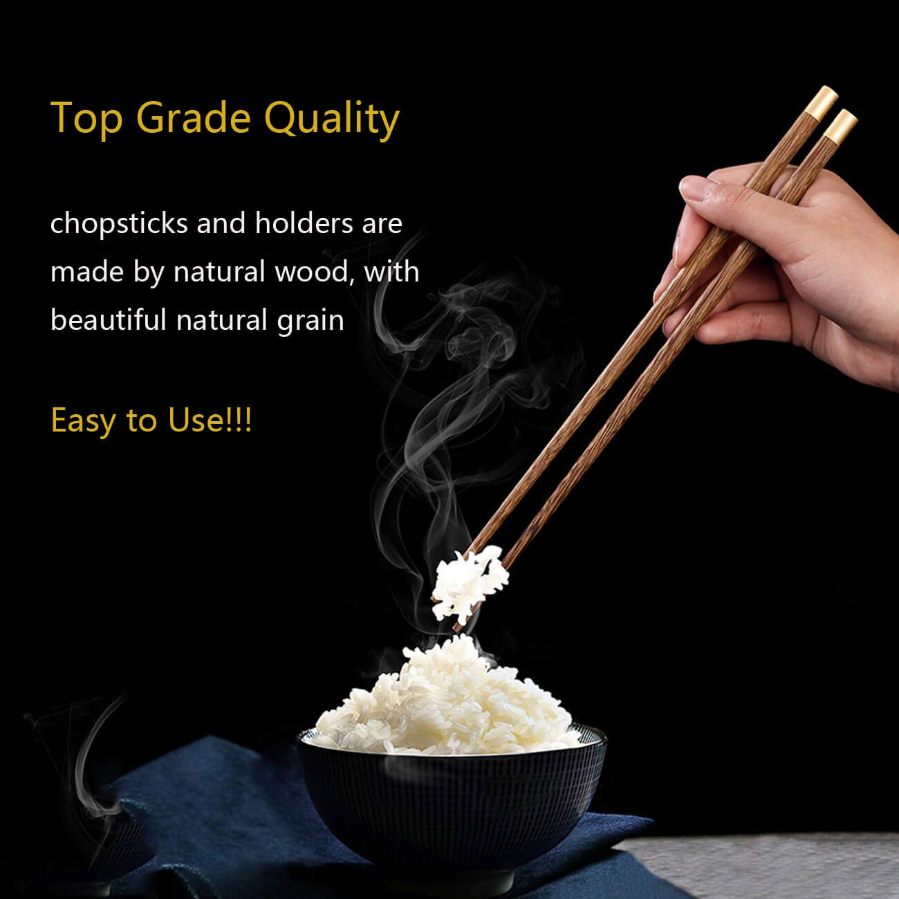 Kenpal reusable chopsticks 9.8 inch length with comfortable grip.