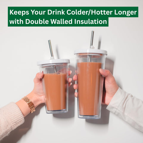 Kensal Home reusable plastic straw provides gentle sipping option.