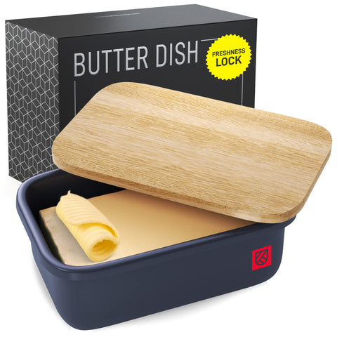KENSINGTON LONDON farmhouse-style butter dish fits rustic kitchen decor.