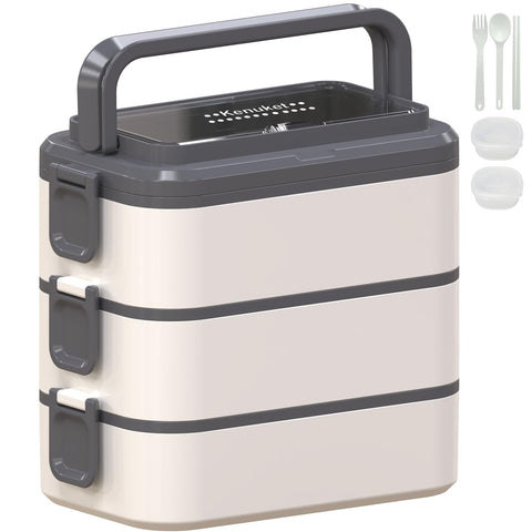 Kenuket stackable bento box with three layers for versatile on-the-go meals.