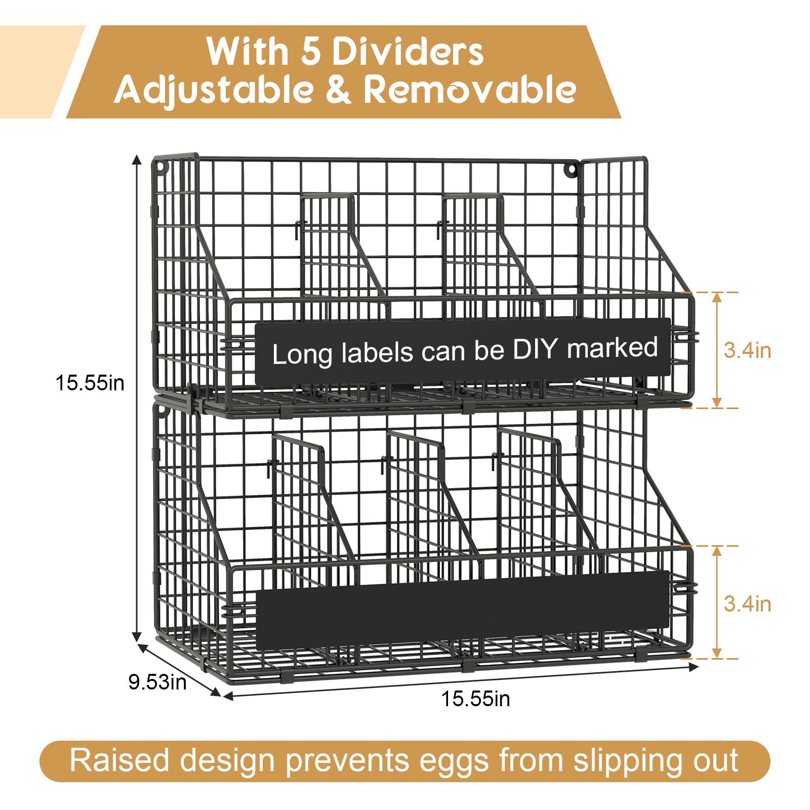 Keomaisyto stackable dividers creating seven egg storage spaces