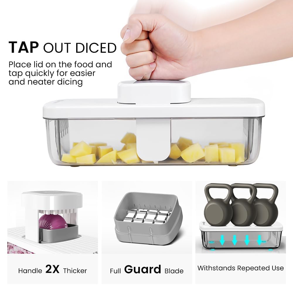 KEOUKE vertical dicer lid enabling easy press-and-dice for even cubes