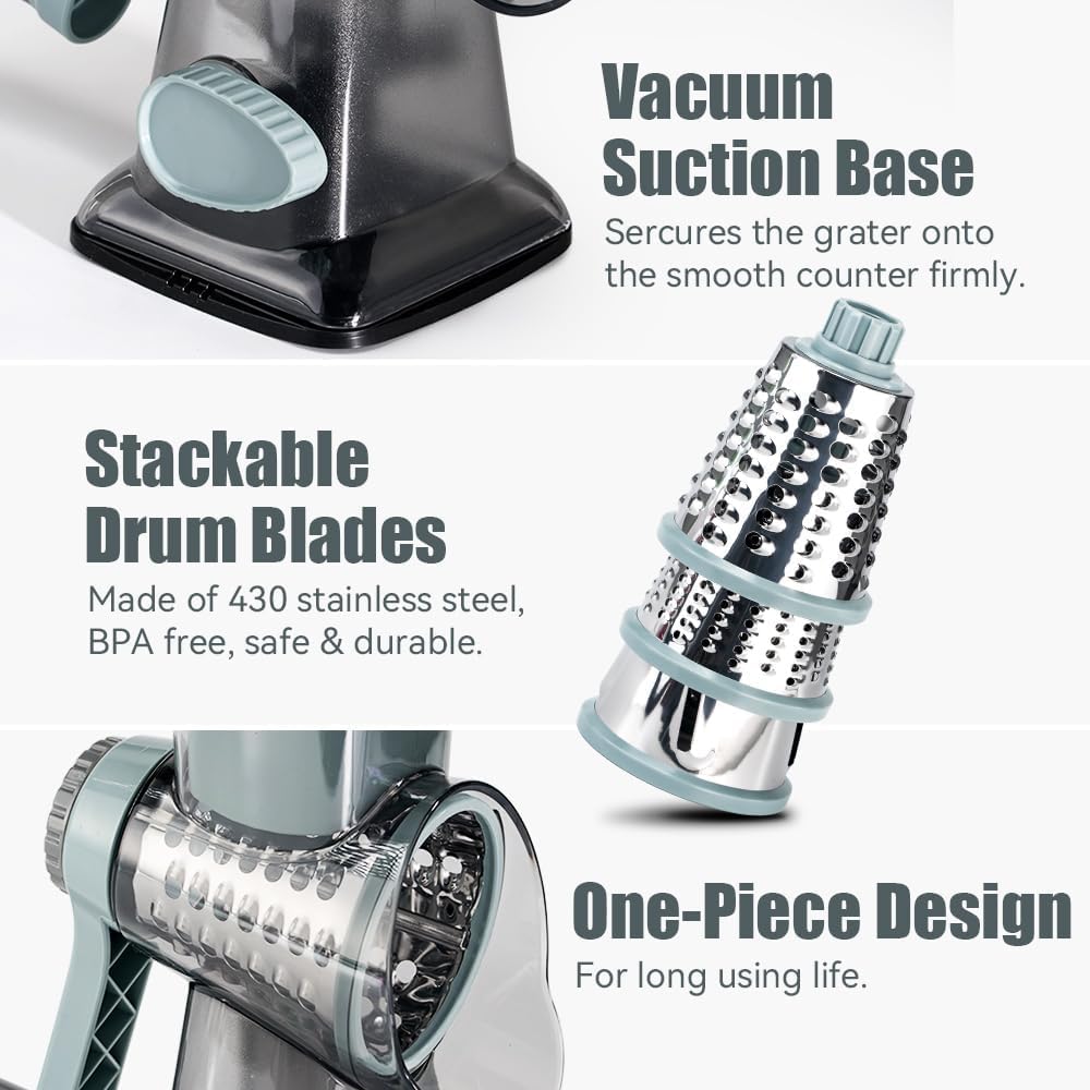 KEOUKE rotary cheese grater is BPA-free and easy to clean after use.