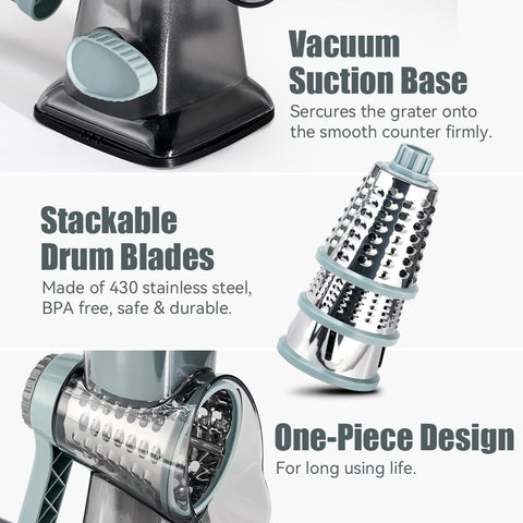 KEOUKE rotary cheese grater is BPA-free and easy to clean after use.
