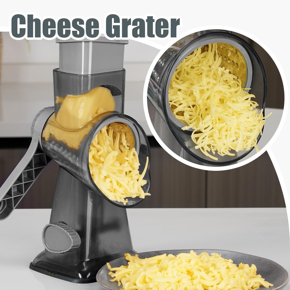 Keouke rotary cheese grater in kitchen use for cheese and vegetables.