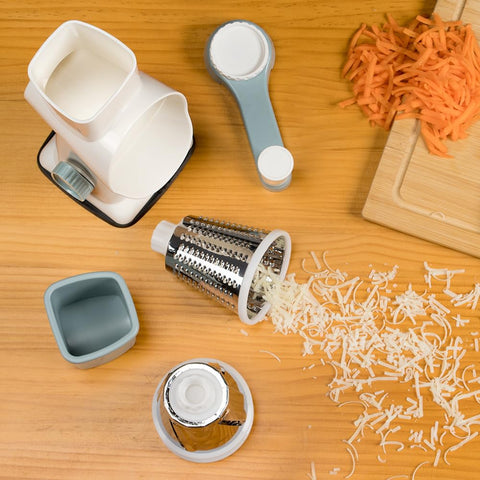 KEOUKE rotary cheese grater handles nuts and chocolate for quick flavor additions.
