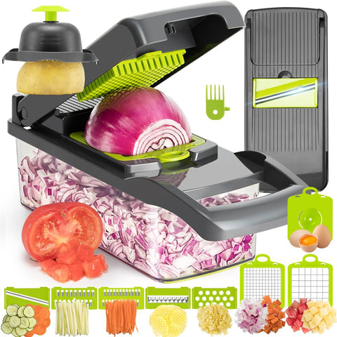 KEOUKE vegetable chopper with 12-in-1 blades for fast veggie prep