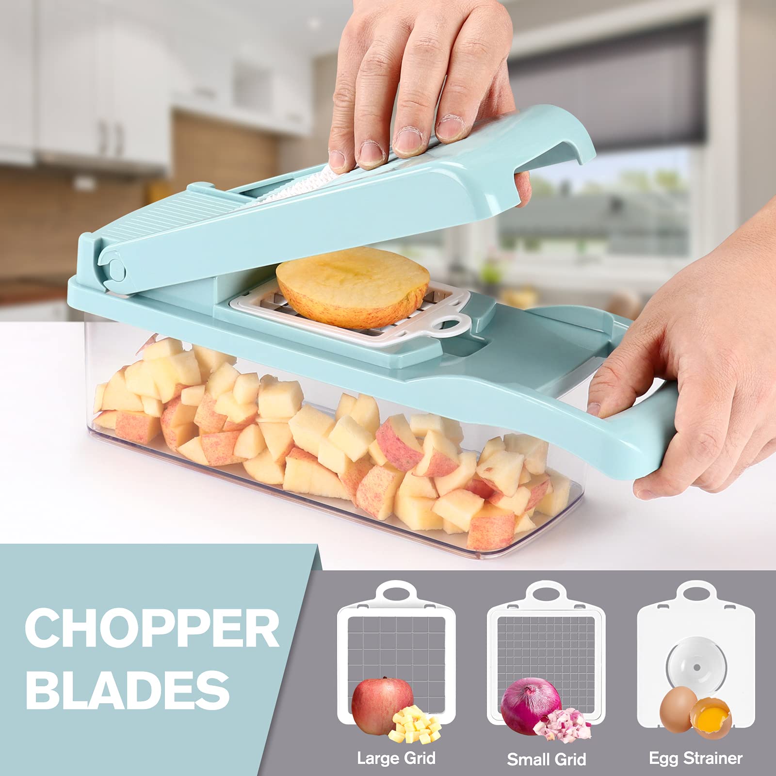 KEOUKE blade-pack close-up highlights sharp stainless steel blades for precise slicing.