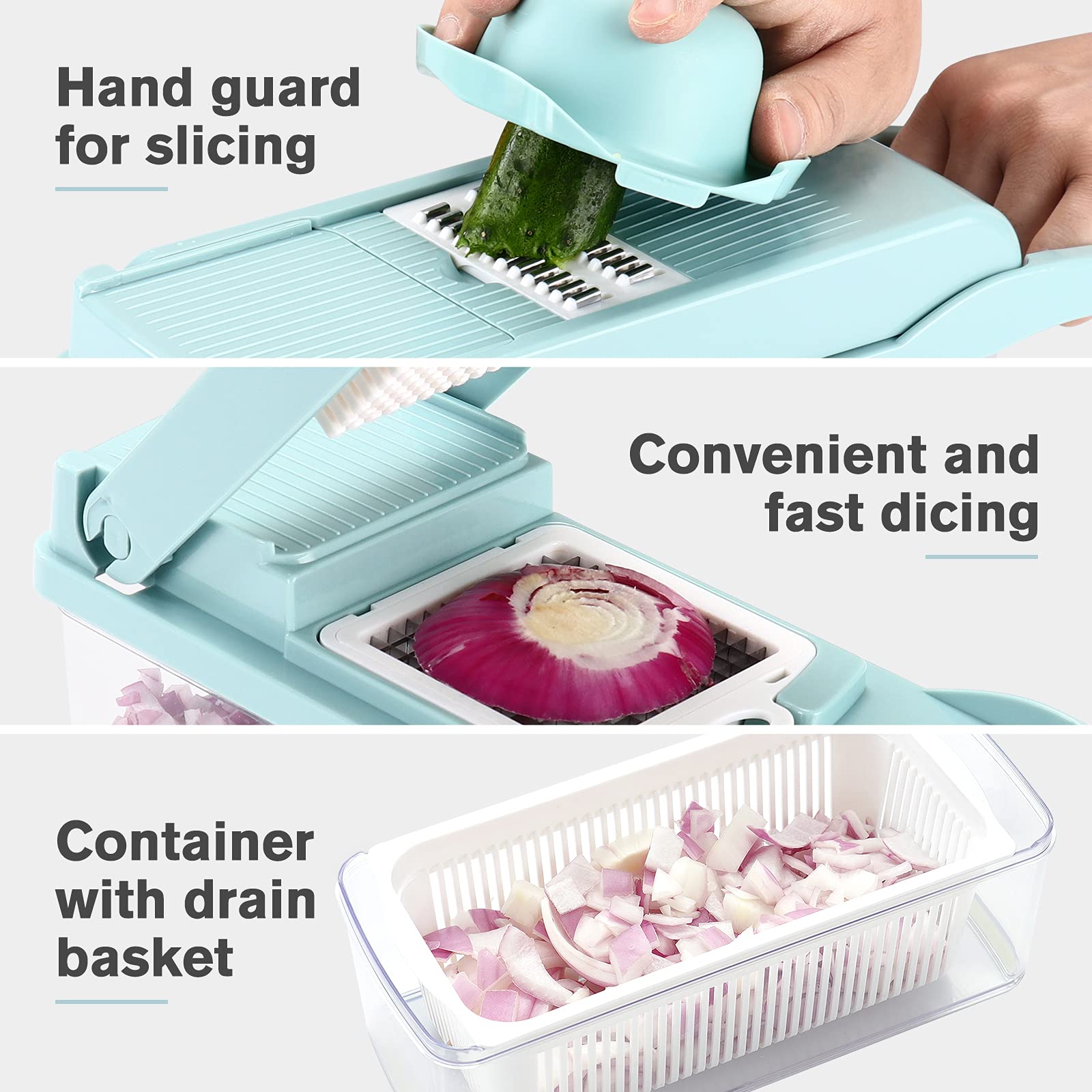 KEOUKE drainer feature simplifies rinsing and draining directly into the sink.