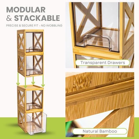 KEOWA Delightful Practicality bamboo storage fits kitchen or bathroom spaces