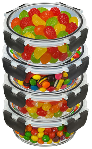 KEPSE glass round 13oz containers with airtight four-pack lids for meal prep.