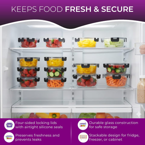 KEPSE stackable design saves fridge space and simplifies storage.