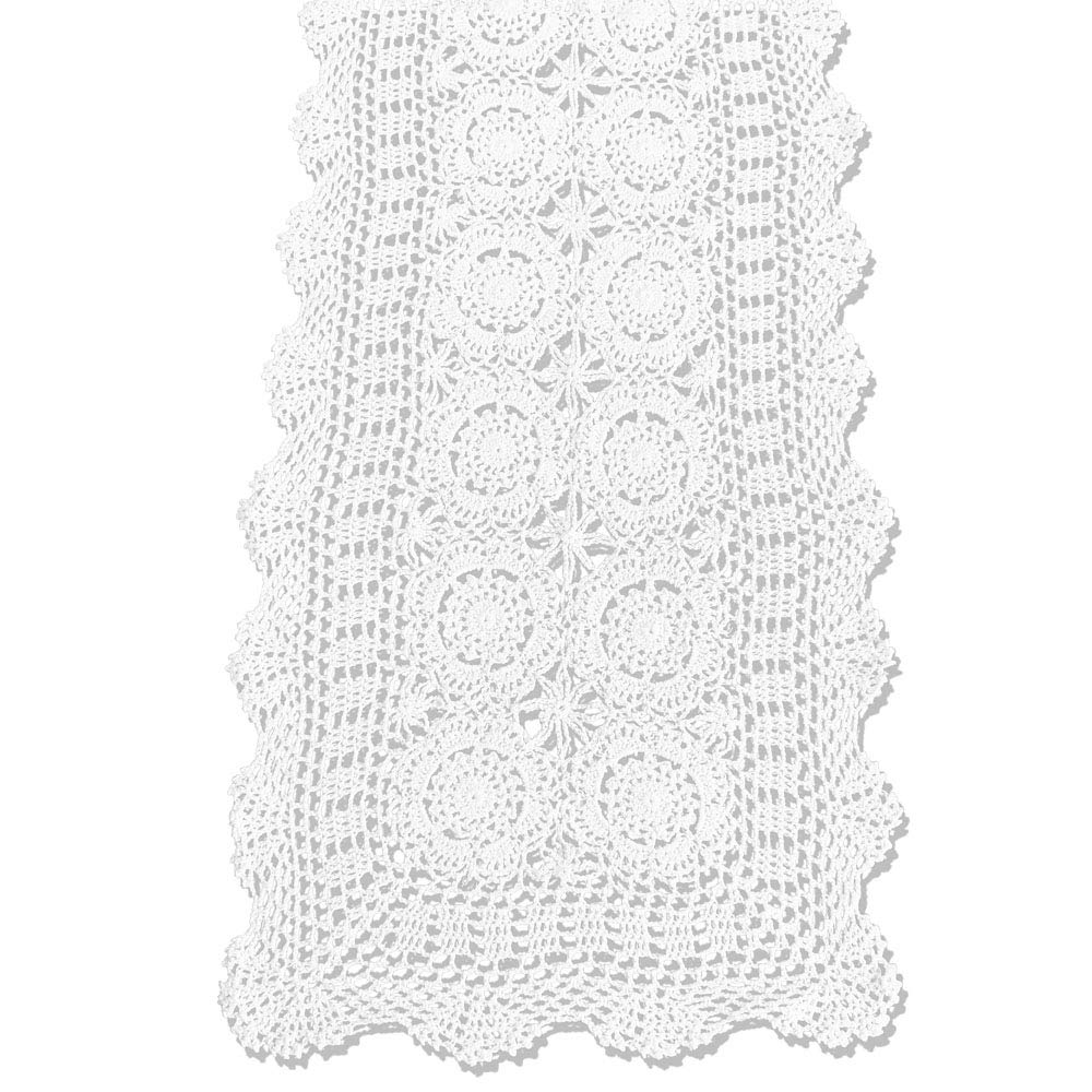 KEPSWET cotton handmade crochet table runner on a 14x36 inch surface adds timeless texture