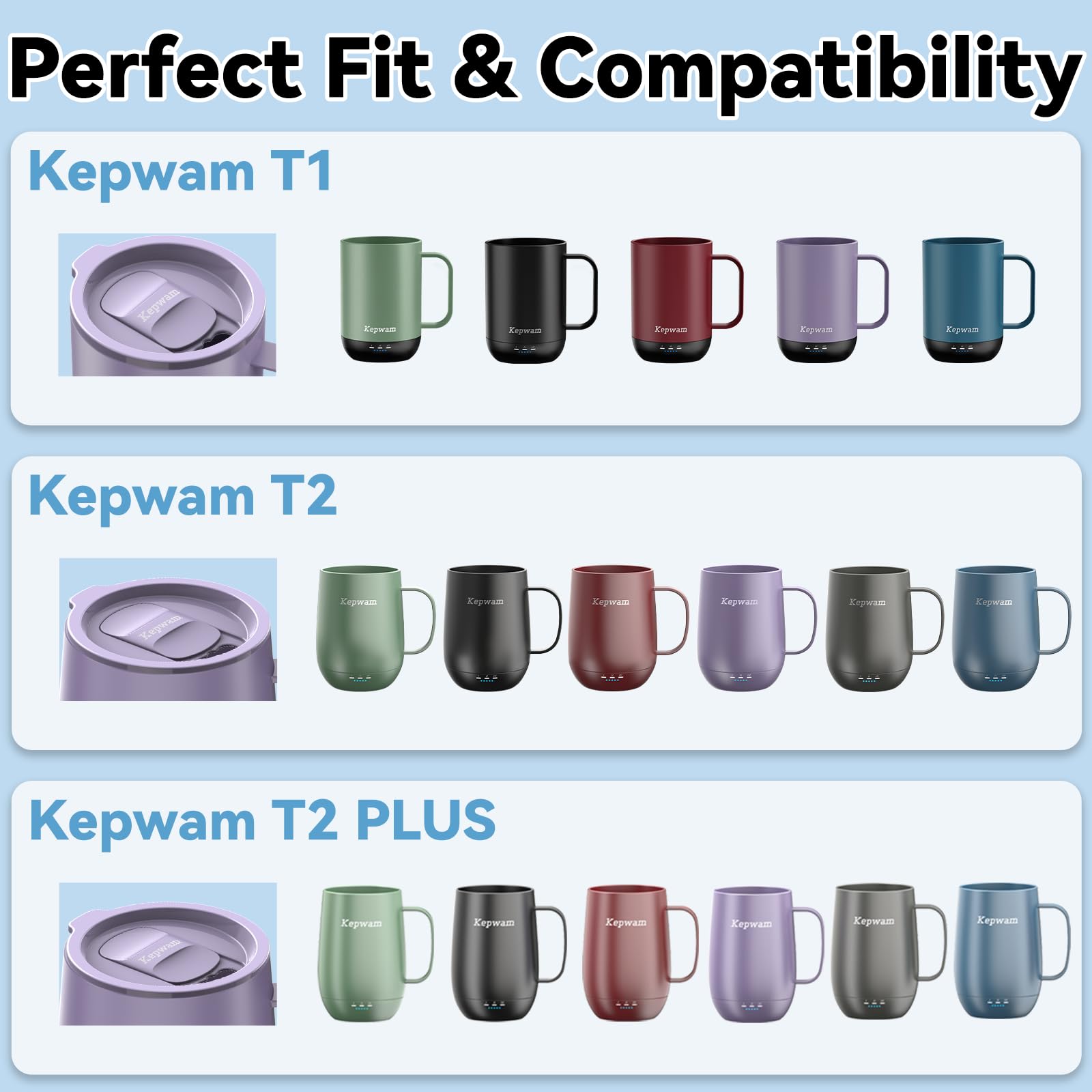 Kepwam BPA-free lid, dishwasher-safe for quick cleanup.