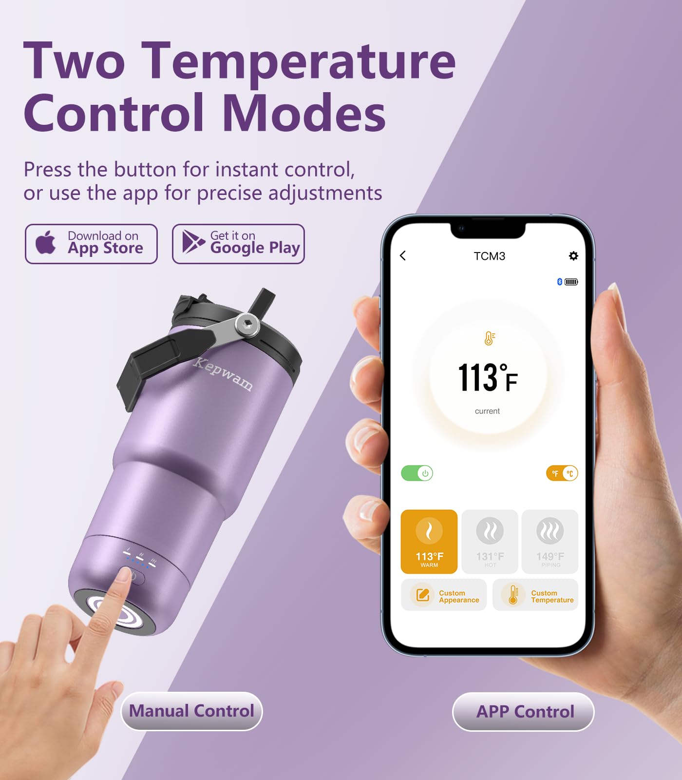 Kepwam charging base with 6ft cable keeps mug warm at home or on travel.