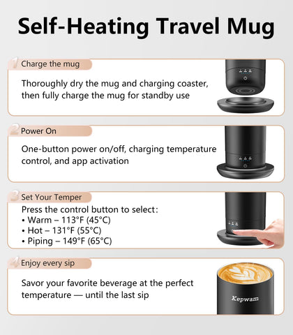 Kepwam charging base with cable enables continuous warmth at home.