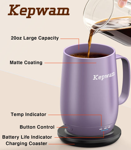 Control panel on Kepwam mug displays three temperature options