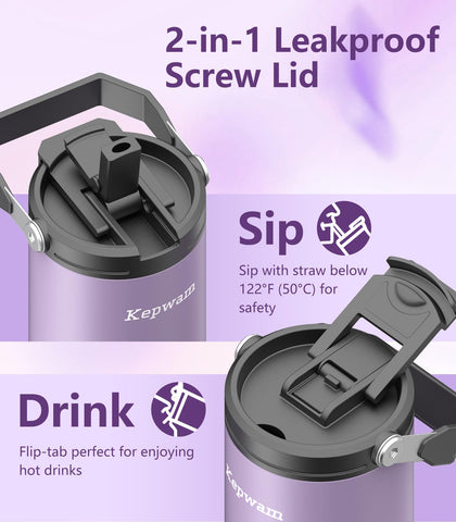 Kepwam leakproof screw lid prevents spills during commutes and adventures.