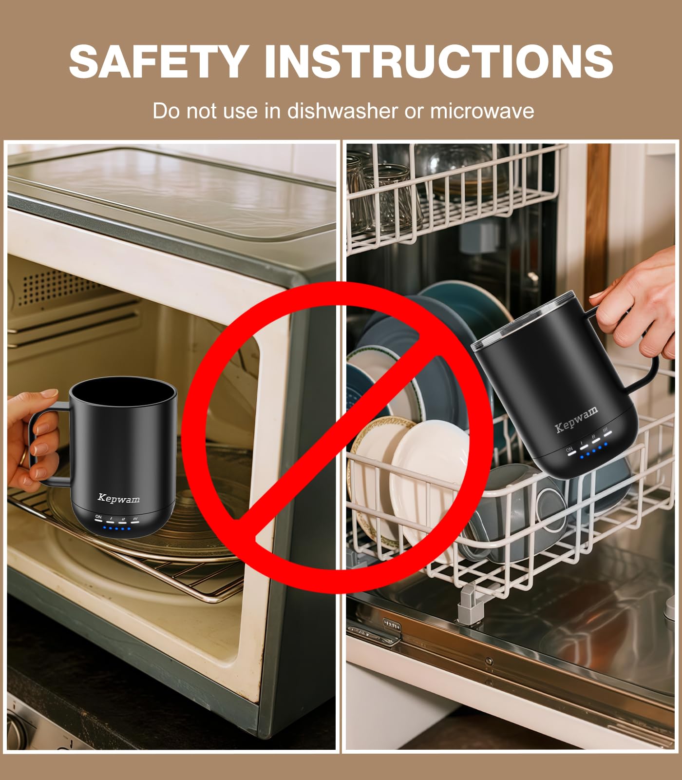 Kepwam mug BPA-free design for safe sipping.