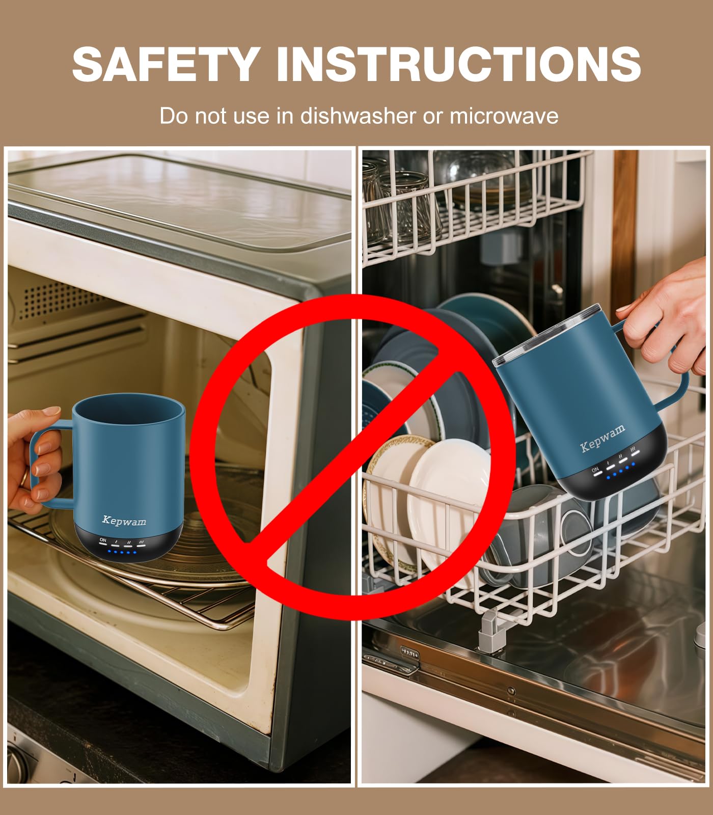 Kepwam charging coaster provides all-day warmth between sips.