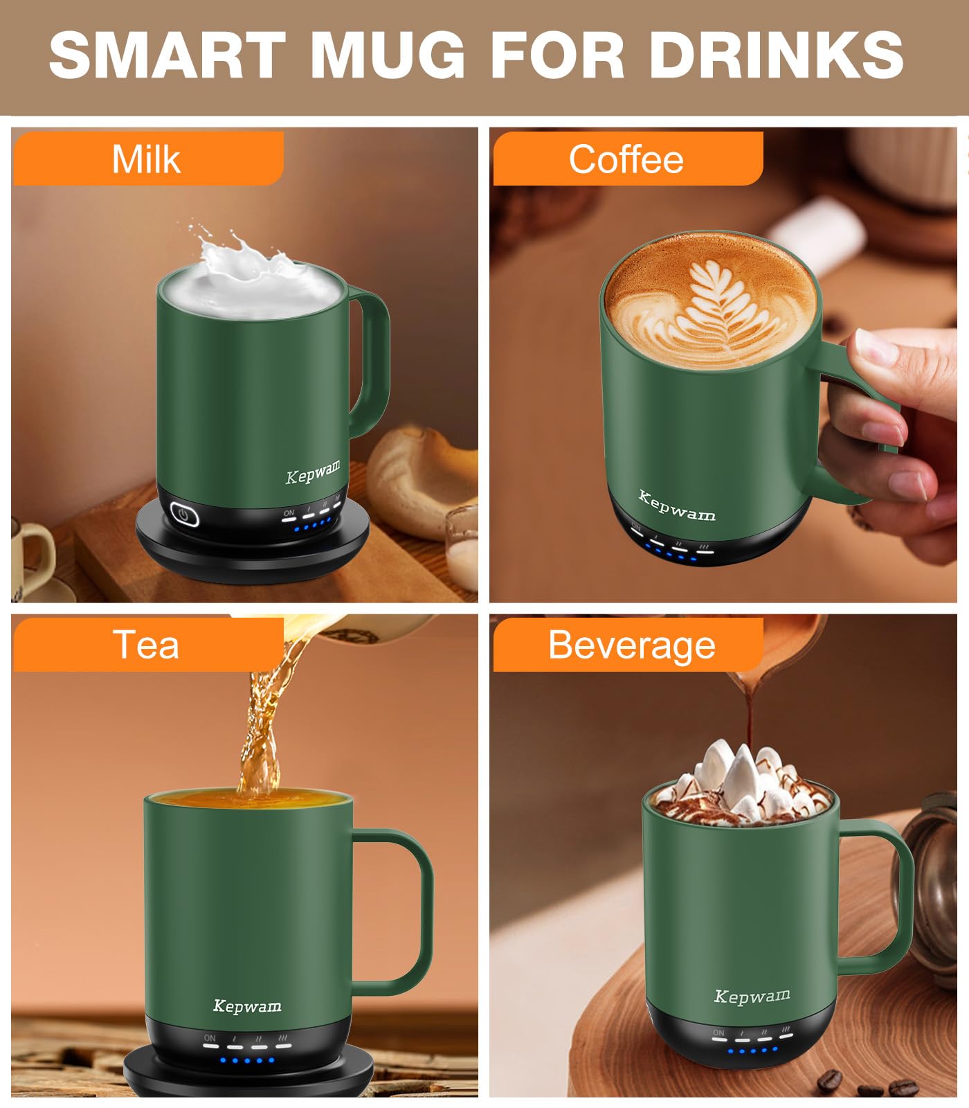 Kepwam mug with sealed lid enabling longer sessions without spills.
