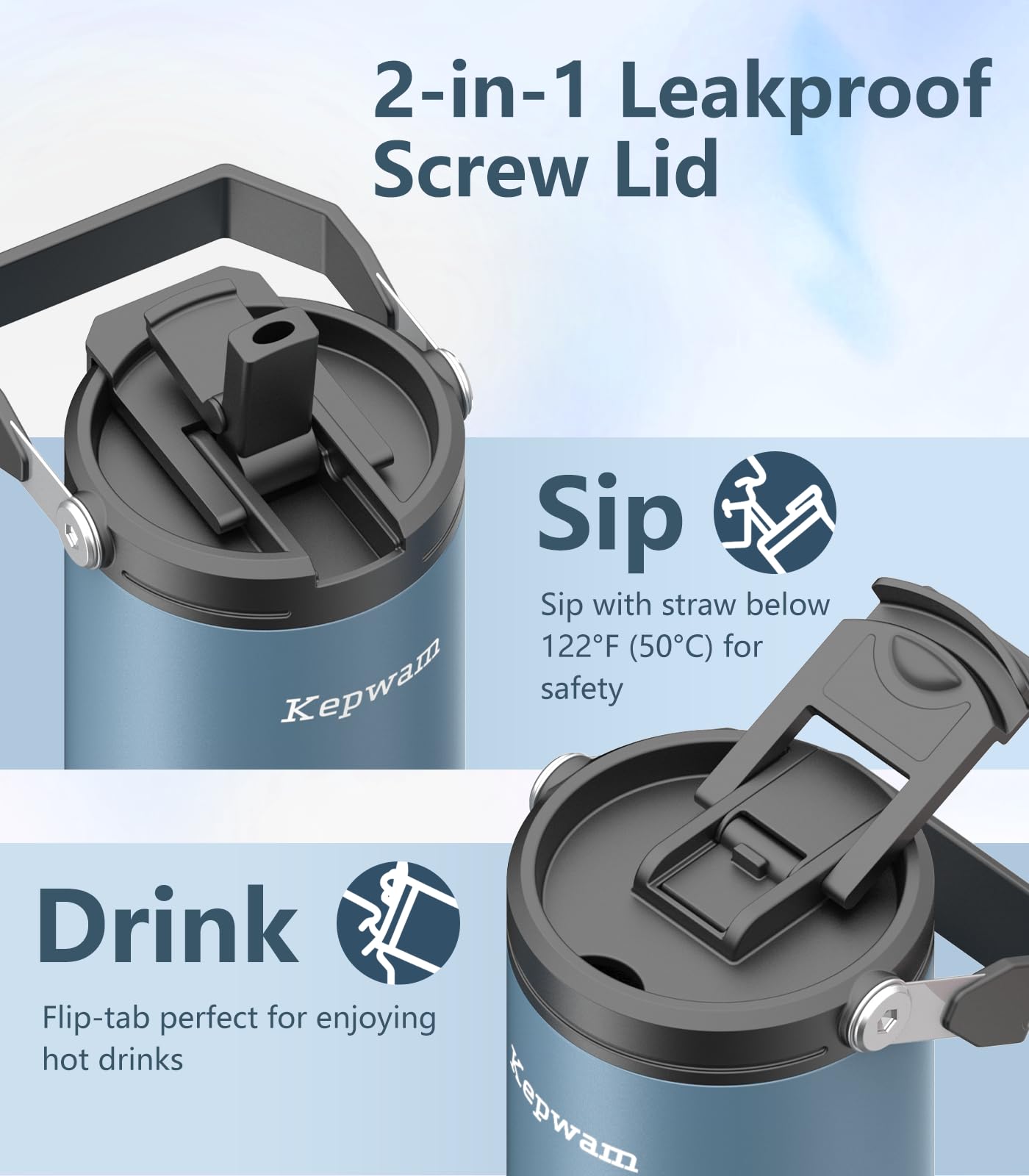 Kepwam rotating handle enables easy one-handed grabbing on the move