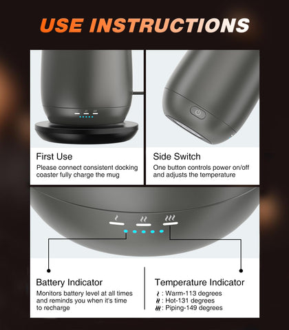 Kepwam T2 one-button operation on the smart mug for easy use