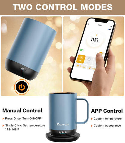 Kepwam app control screen displaying precise warmth levels