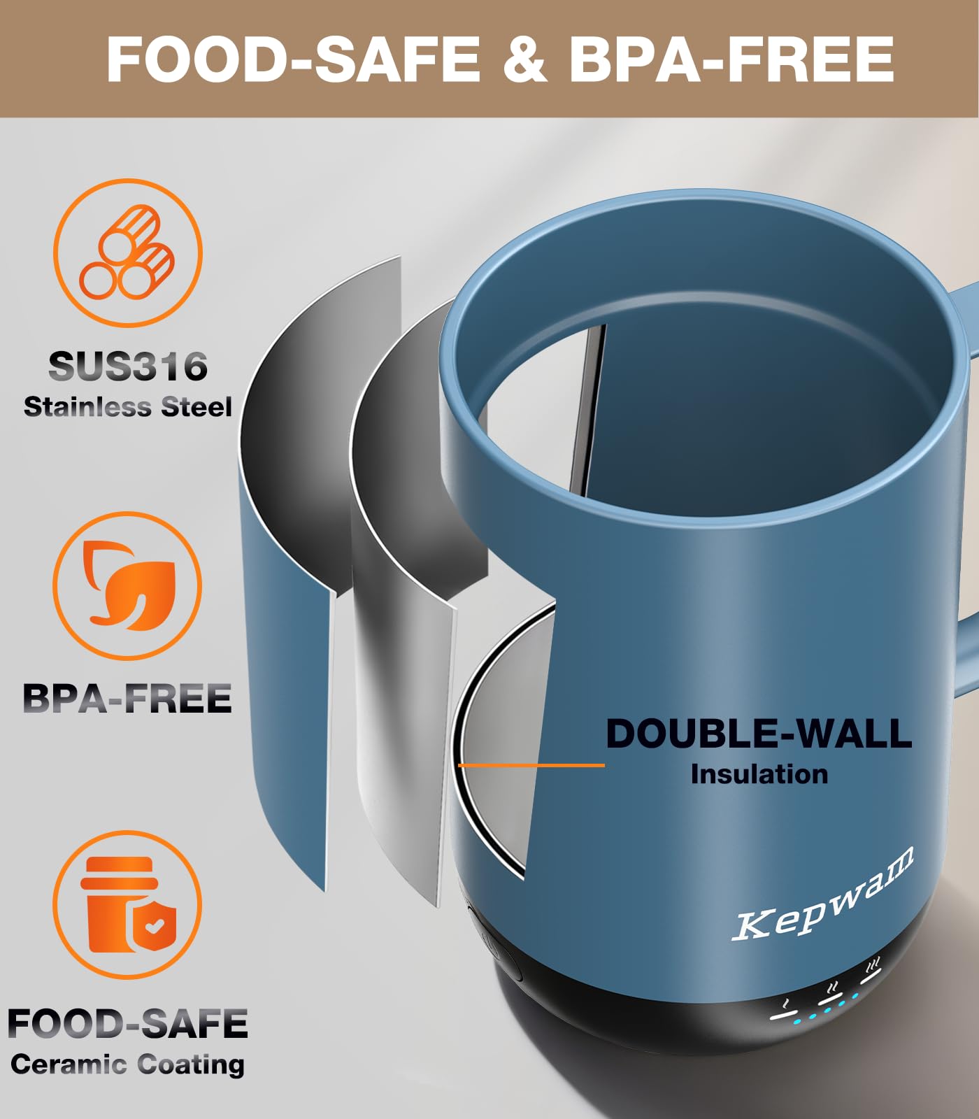 Kepwam mug emphasis on hand washing to protect components