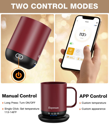 Kepwam mug one-button operation for quick warming at a glance.