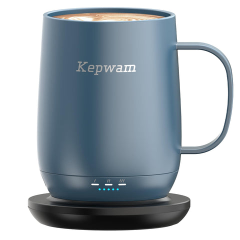 Kepwam T2 self-heating mug front view with matte ceramic finish for everyday coffee.
