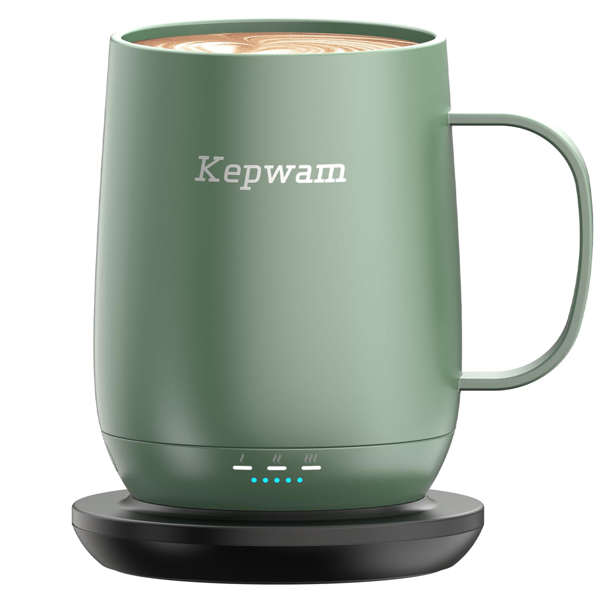 Kepwam Self-Heating Mug T2 front view with ceramic surface keeps beverages warm