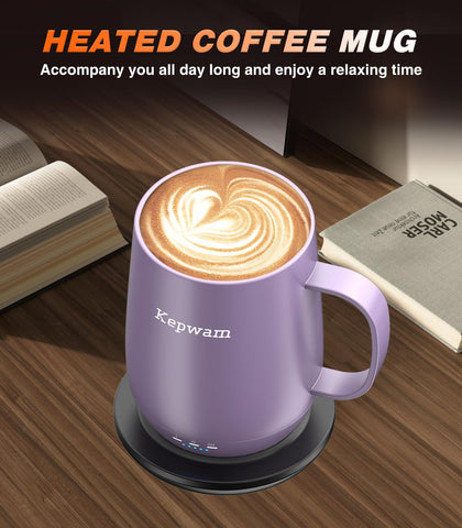 Kepwam Self-Heating Mug T2 sliding lid demonstrates heat retention