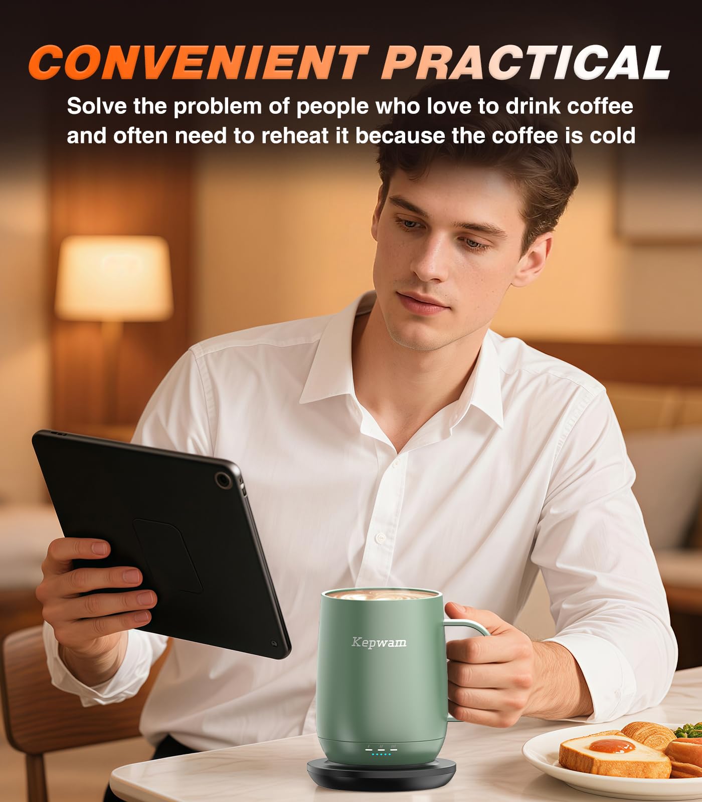 Kepwam Self-Heating Mug T2 temperature settings showcase precise control