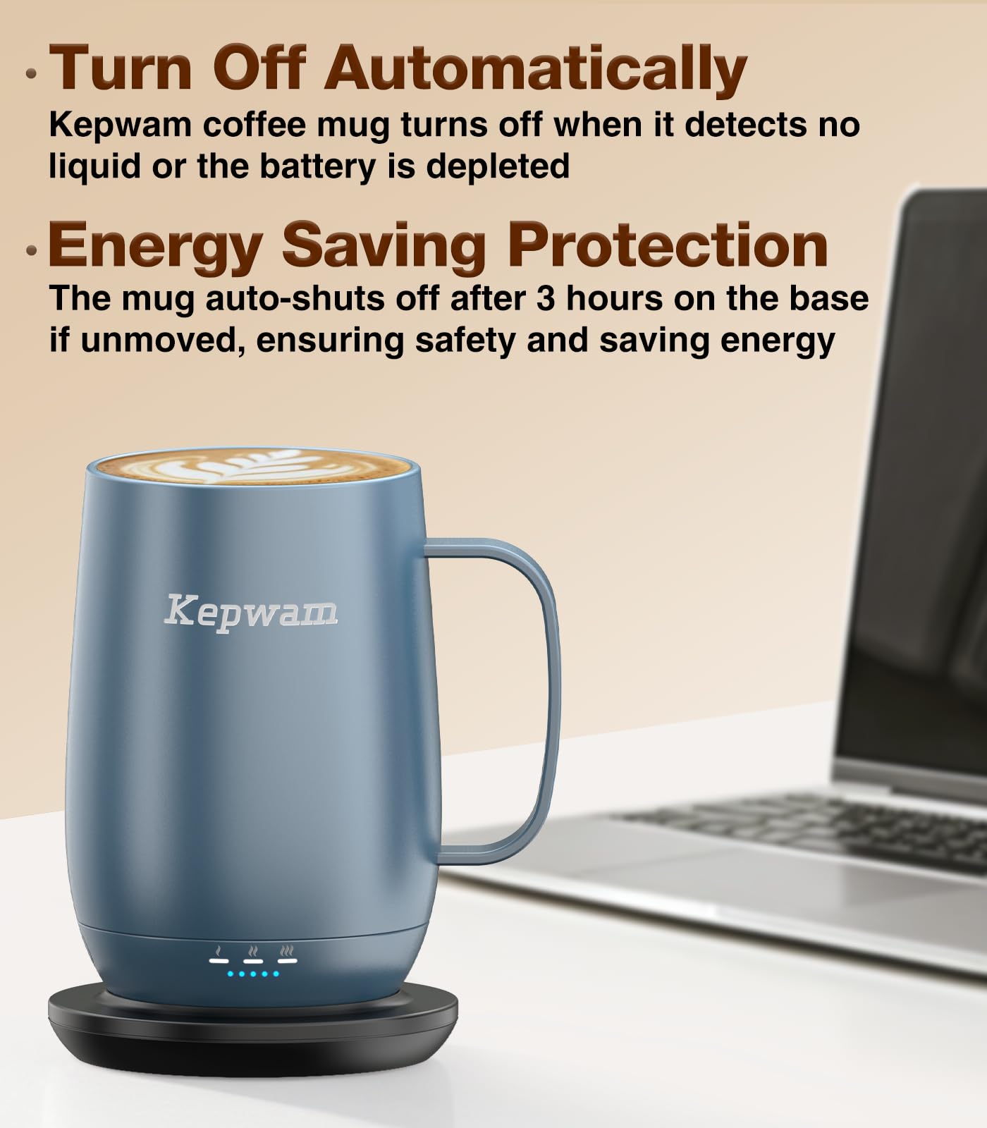 Kepwam T2-Plus double-wall stainless steel with ceramic coating for durable warmth.