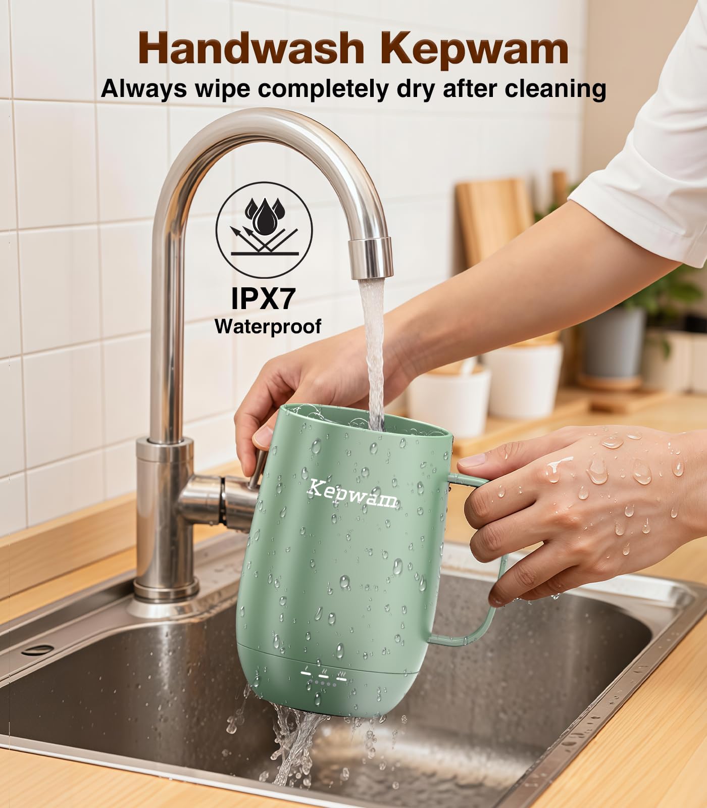 Kepwam T2-Plus hand wash reminder supports safe care and longevity.
