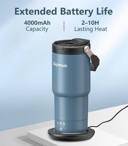 Kepwam temperature-controlled mug with three settings for hot coffee on the go