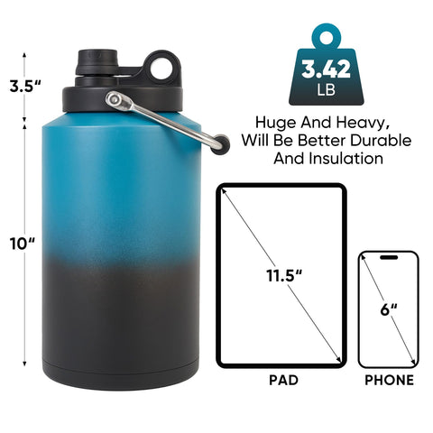Kerilyn Insulated Gallon Jug blue gradient handle closeup highlights sturdy grip for travel