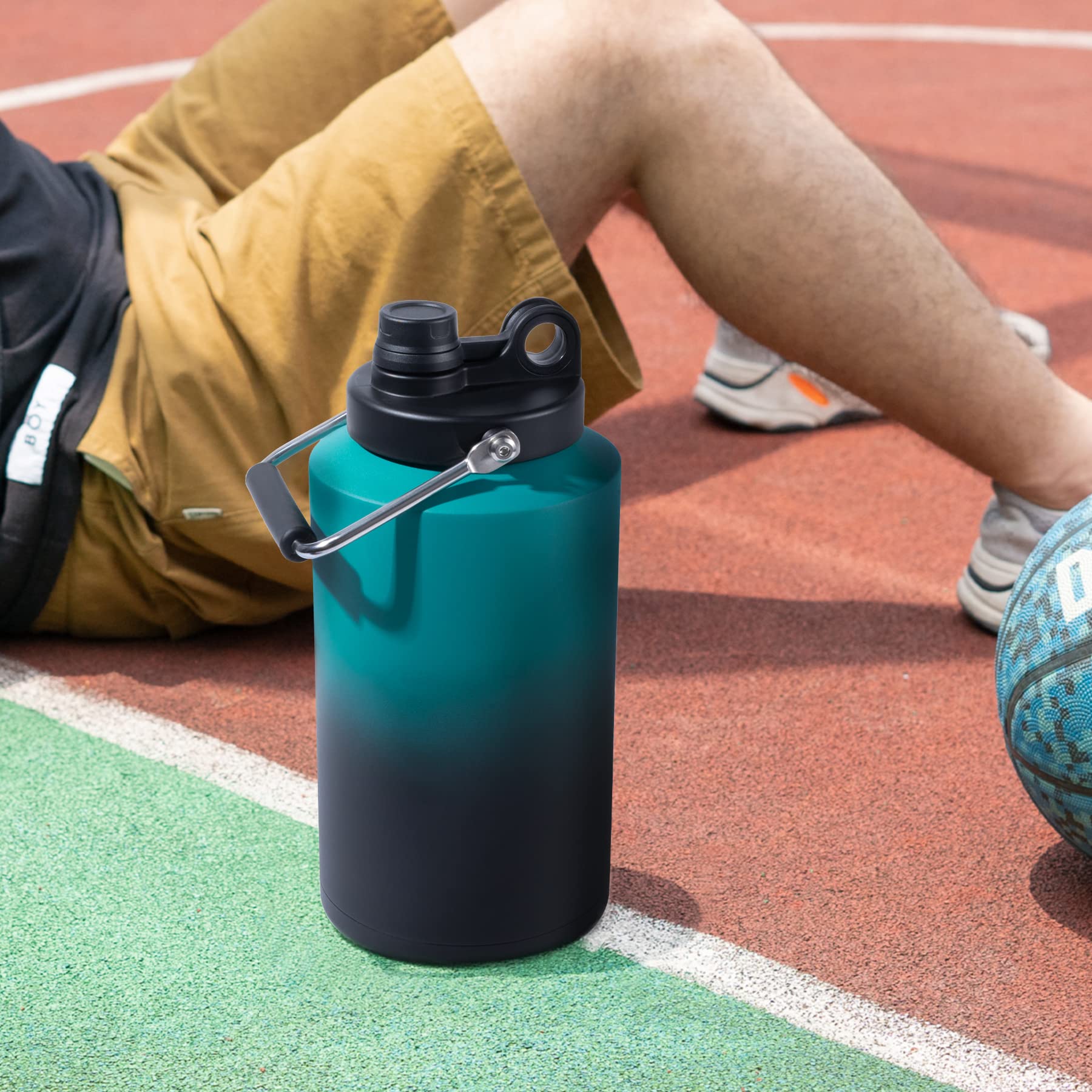 Kerilyn Insulated Gallon Jug in use outdoors highlights camping and hiking versatility