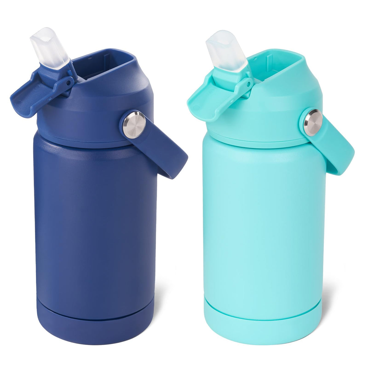 Kerilyn 12oz kids water bottle front view in a blue-green set for school hydration