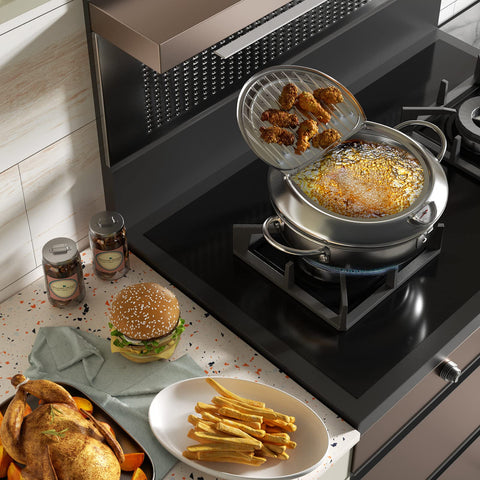Kerilyn lid design prevents oil splashes during frying.