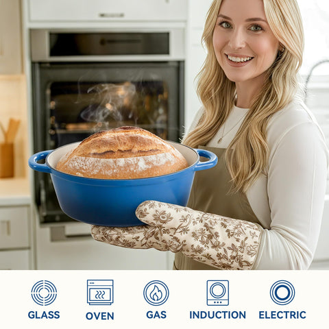 Kerilyn Dutch Oven withstands up to 500°F for baking and braising.